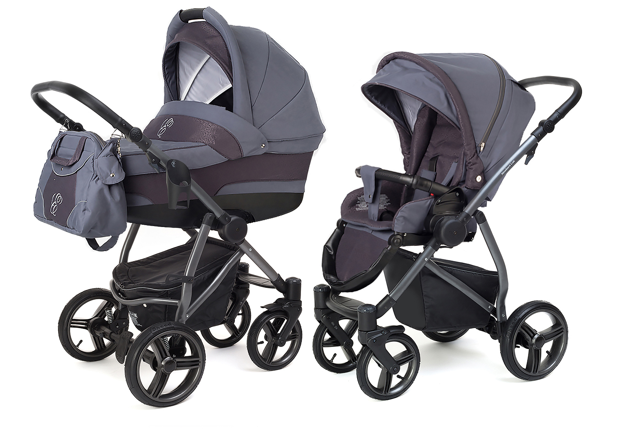 Коляска 2 в 1 Esspero Newborn Lux (шасси Graphite) Dark Grey