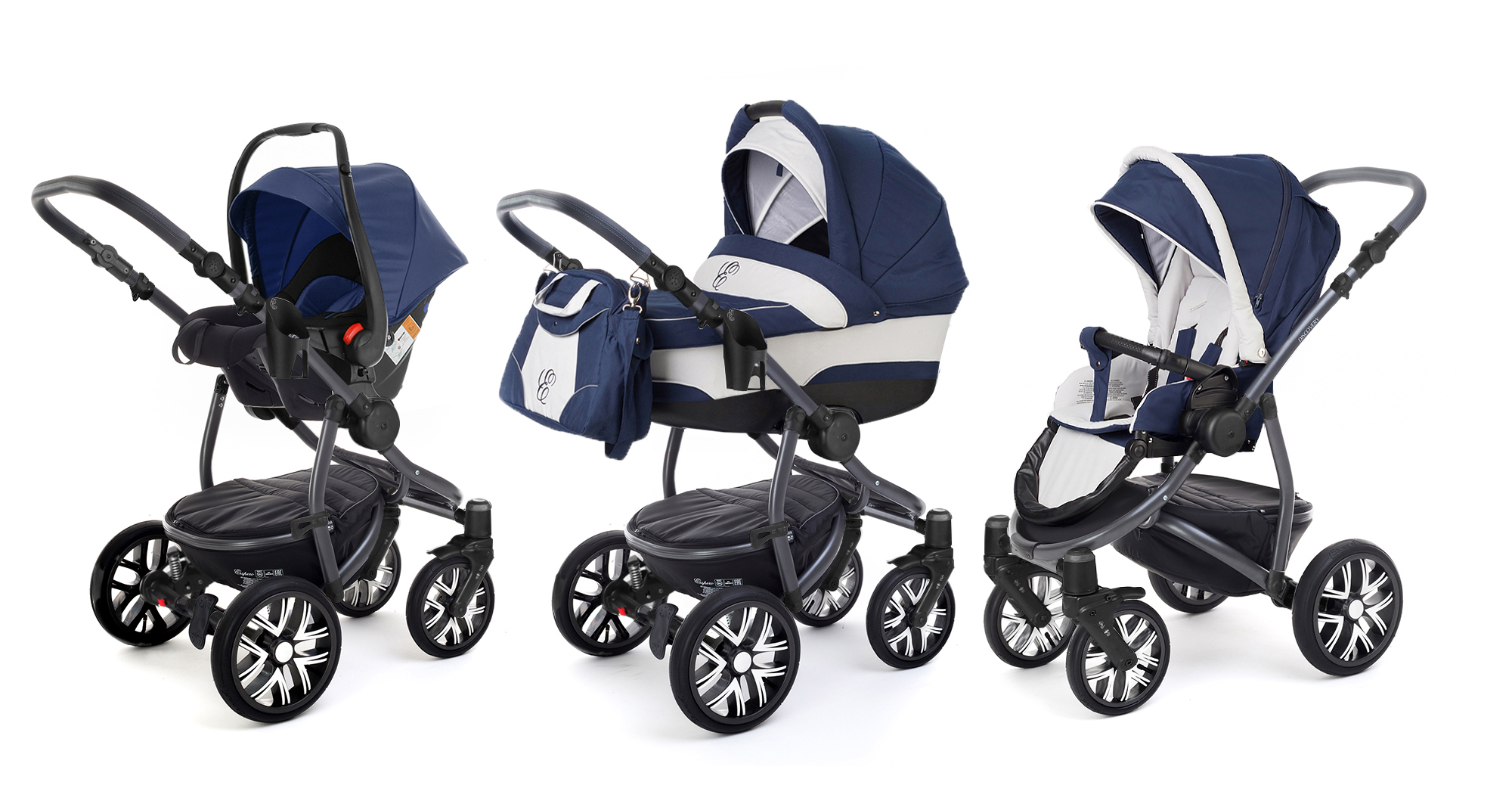 Коляска 3 в 1 Esspero Discovery (шасси Graphite) Navy Grey
