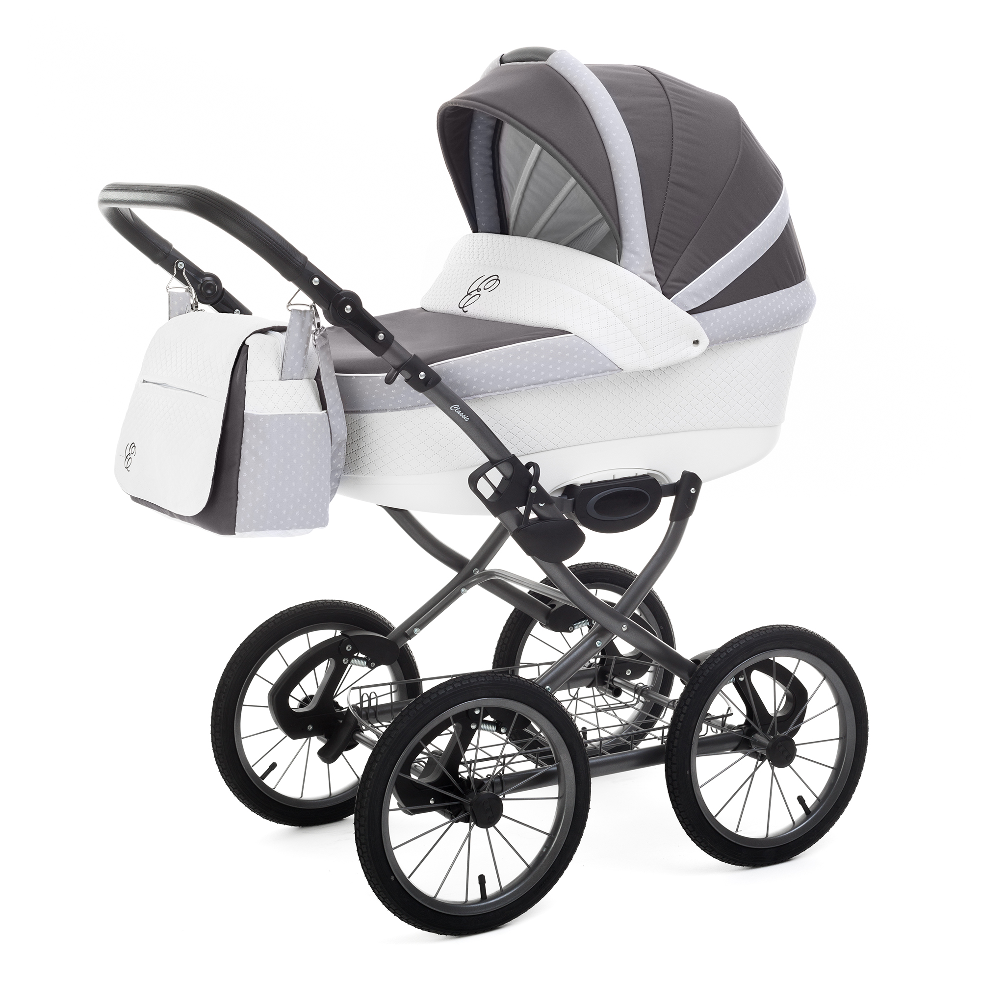 Коляска для новорожденных Esspero Grand Classic (шасси Graphite) Royal Silver