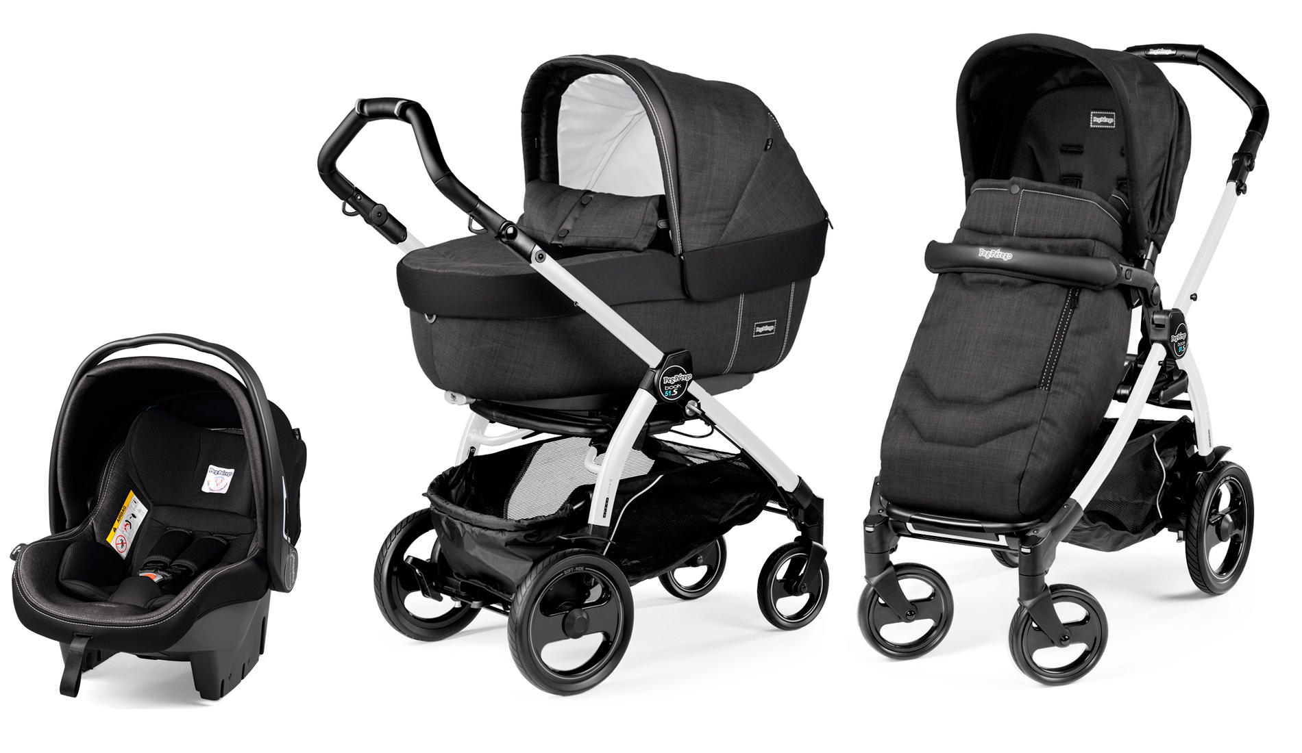 Коляска 3 в 1 Peg Perego Book 51 S Elite Modular System (шасси White/Black) Onyx