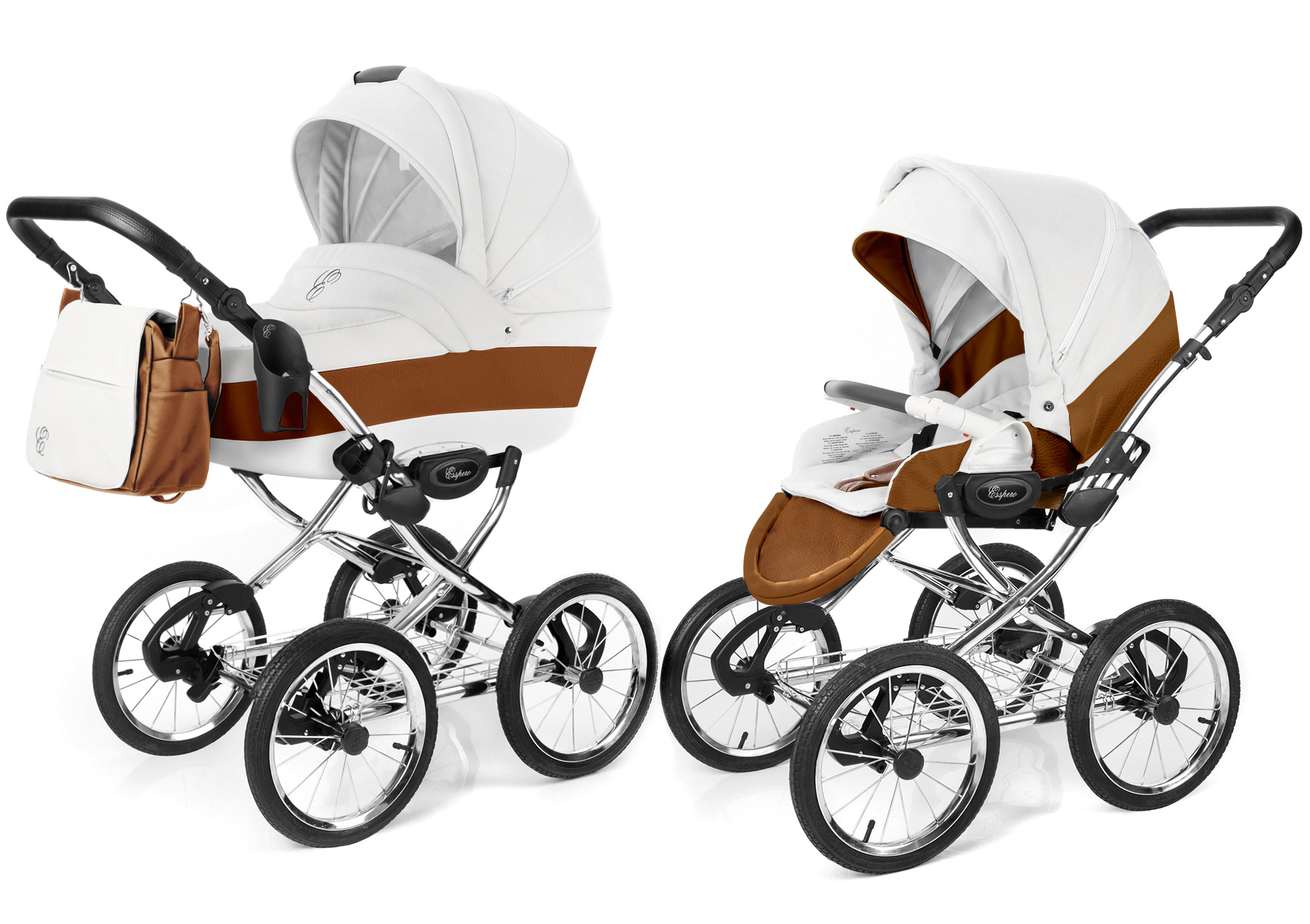 Коляска 2 в 1 Esspero Grand Classic (шасси Chrome) Orange leatherette