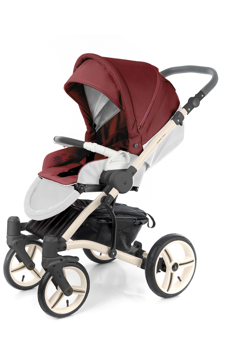 Прогулочная коляска Esspero Grand Tour (шасси Beige) Cherry leatherette