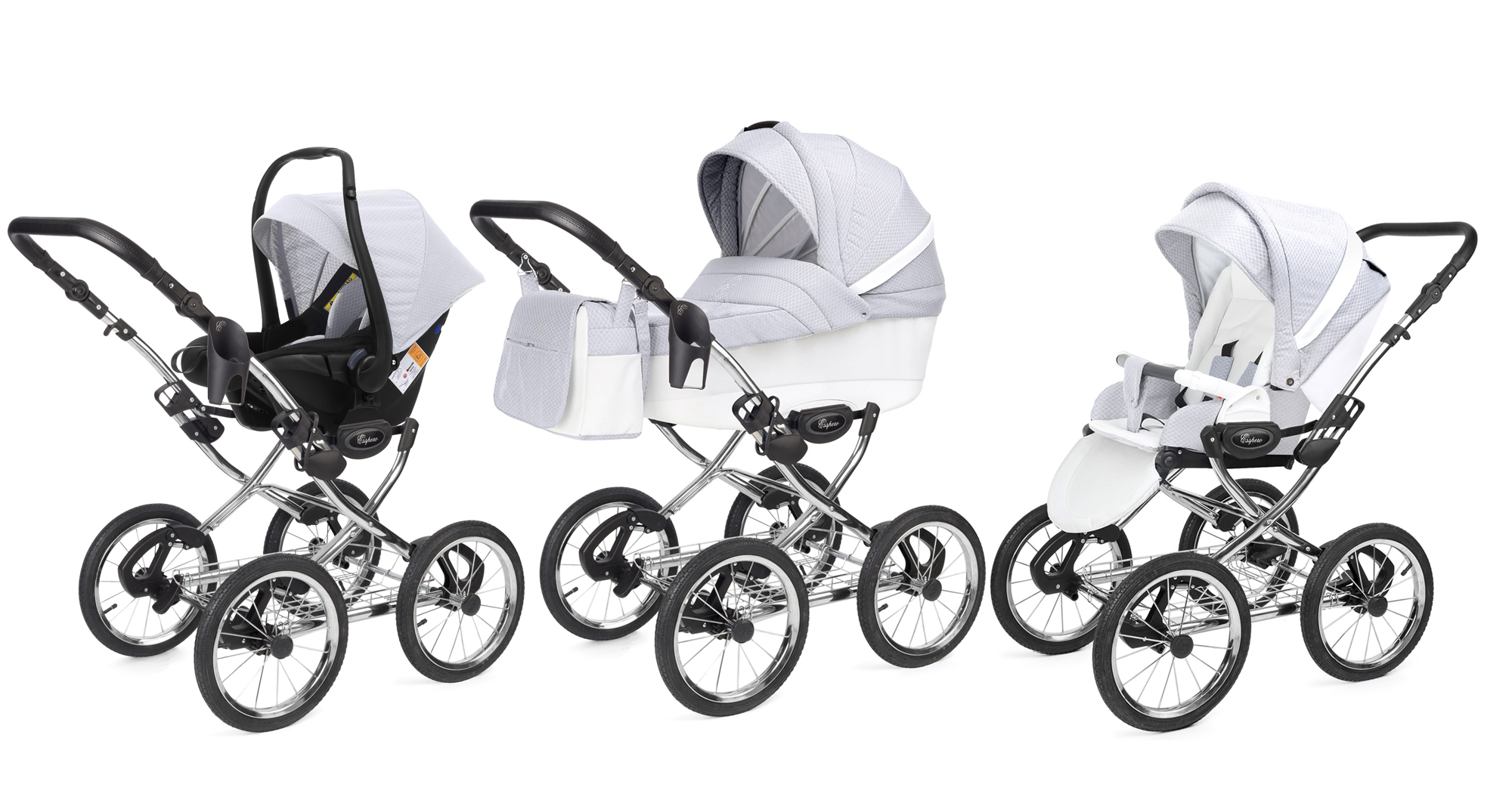 Коляска 3 в 1 Esspero Grand Classic (шасси Chrome) Grey Diamond