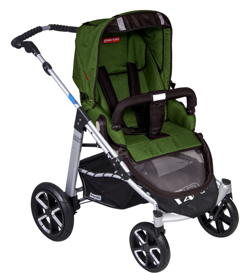 Коляска 3 в 1 Patron Fenix 4C-S (серебряная рама) tweed pea green 666