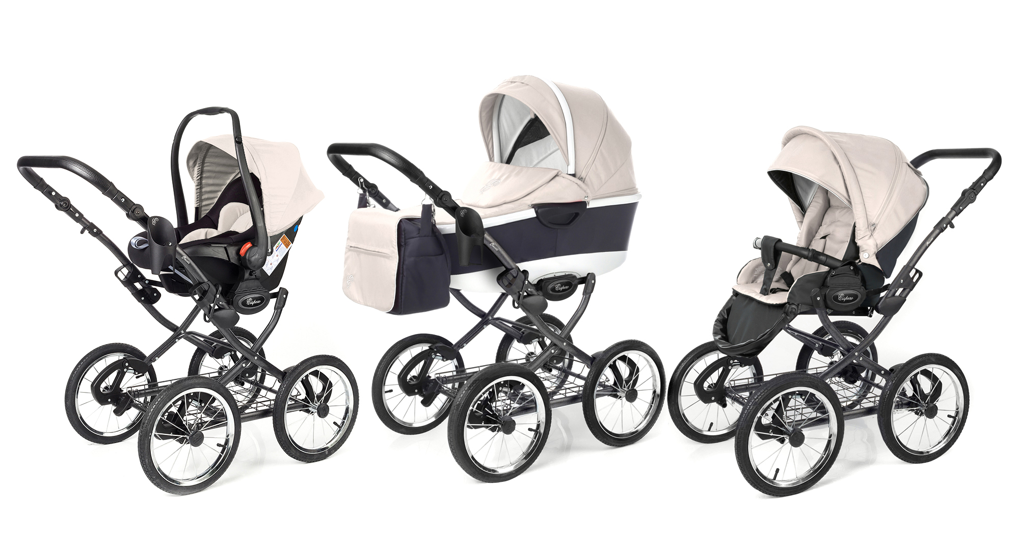 Коляска 3 в 1 Esspero Classic Alu (шасси Graphite) Beige