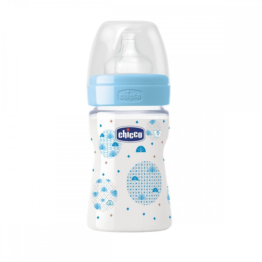 Бутылочка Chicco Well-Being Boy 0 мес.+, сил. соска, ср. поток, РР, 150 мл 310205112