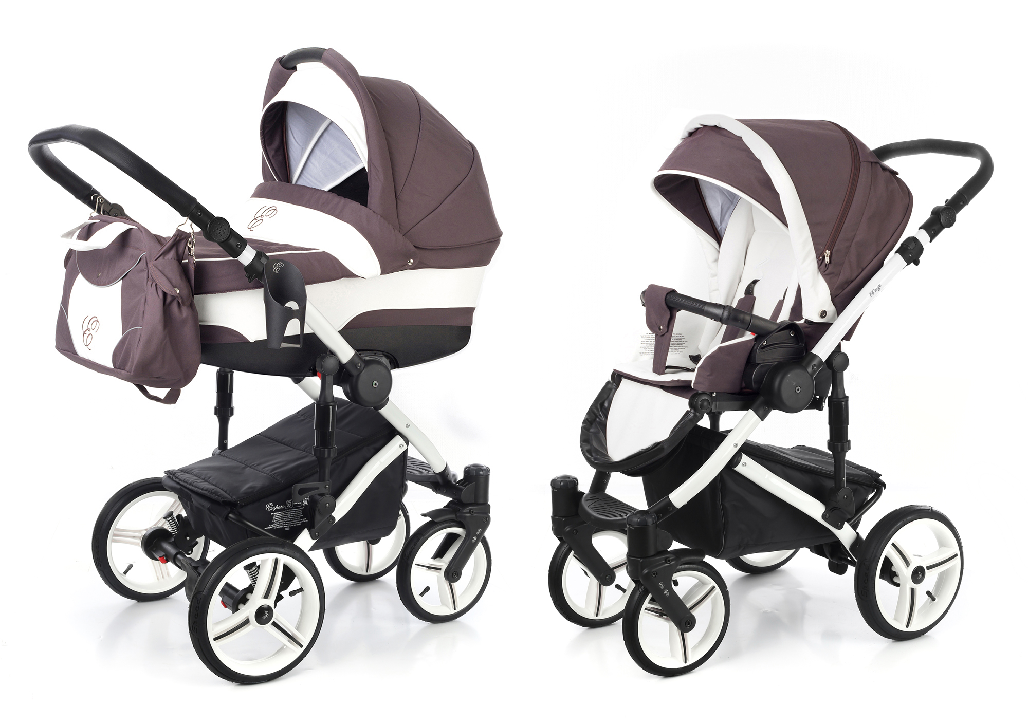 Коляска 2 в 1 Esspero Magic (шасси White) Brown Lux