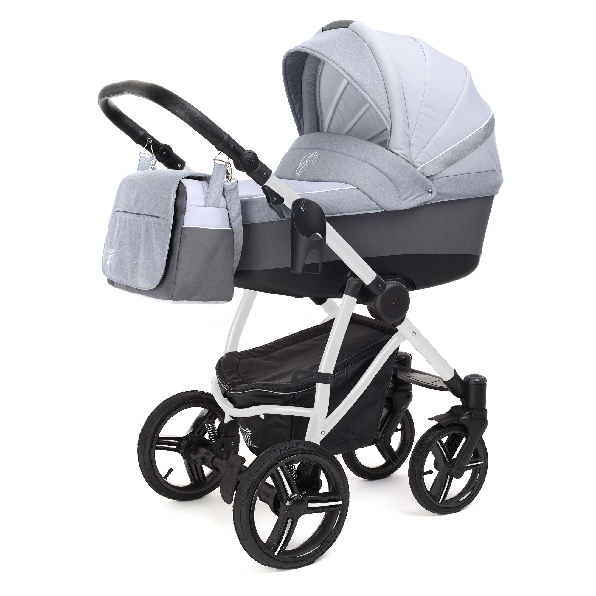 Коляска для новорожденных Esspero Grand Newborn Lux (шасси White) Grey Stone
