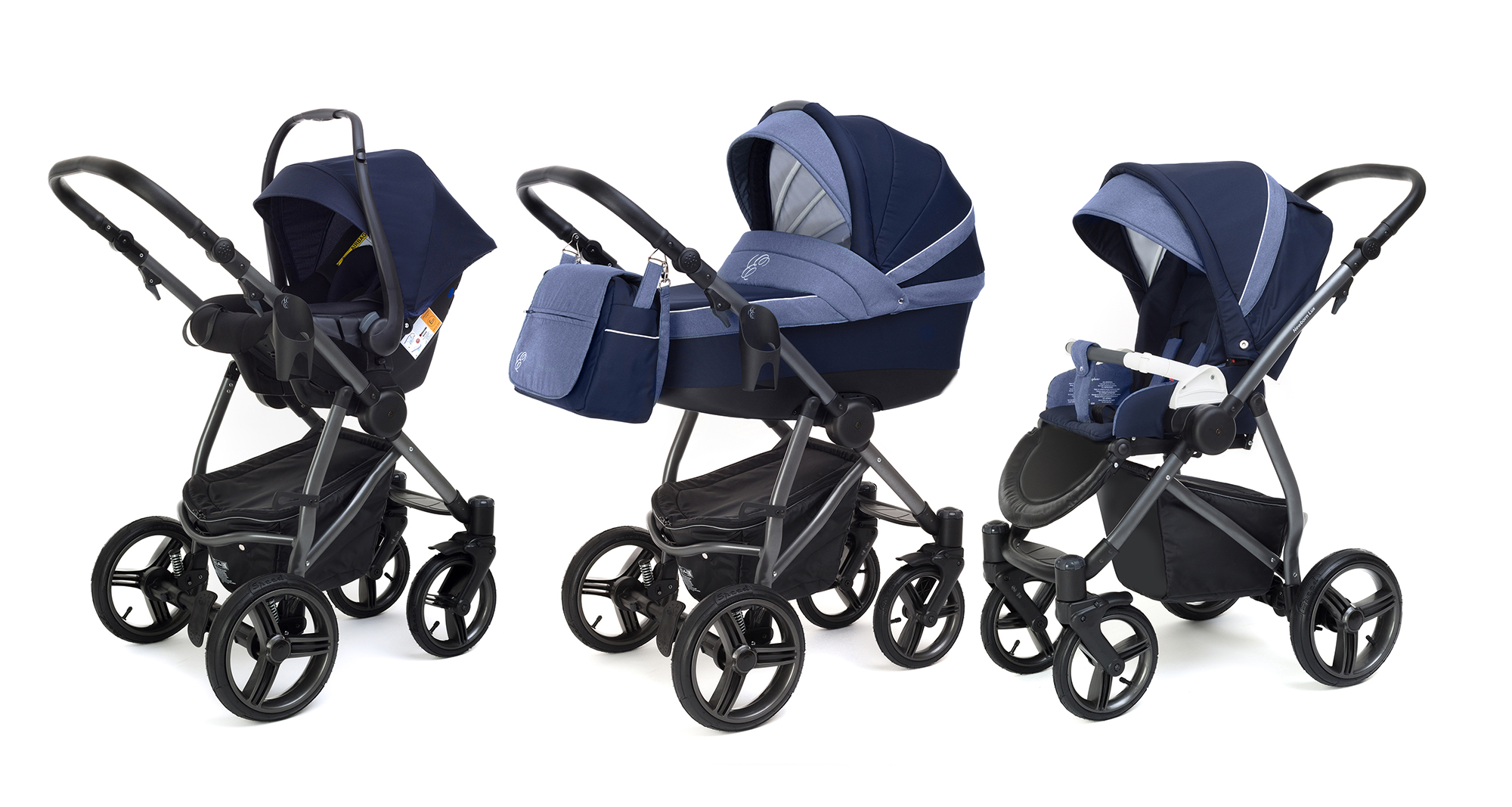 Коляска 3 в 1 Esspero Grand Newborn Lux (шасси Graphite) Deep Night