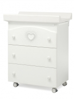 Пеленальный комод с ванночкой Erbesi Cuore (со стразами Swarovski) — White (белый)