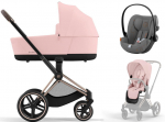 Коляска 3 в 1 Cybex Priam IV Rosegold и автокресло Cloud G i-Size — Peach Pink