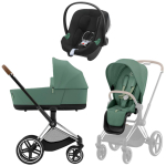 Коляска 3 в 1 Cybex Priam IV Chrome Brown и автокресло Aton B2 i-Size — Leaf Green