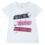 Футболка Chicco надпись Give me, для девочки — Белый, р.92