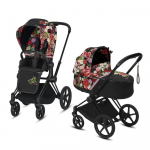 Коляска 2 в 1 Cybex Priam III FE Spring (шасси Matt Black) — Blossom dark