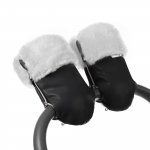 Муфта-рукавички для коляски Esspero Double White Leatherette (Натуральная шерсть)