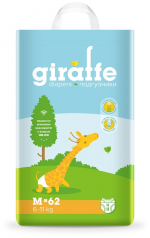 Подгузники Lovular Giraffe — M 6-10кг, 62 шт/уп