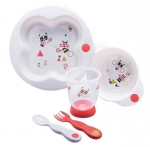 Набор посуды Bebe Confort SPORT: тарелка, миска, стаканчик, ложка и вилка, цвет белый