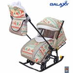 Санки-коляска SNOW GALAXY LUXE (на больших мягких колесах+сумка+муфта) — Белая ночь Олени