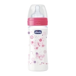 Бутылочка Chicco Well-Being Girl 2 мес.+, сил. соска, перем. поток, РР, 250 мл