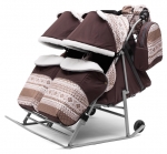 Санки-коляска для двойни Pikate TWIN Скандинавия — шоко