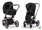 Коляска 2 в 1 Cybex Priam IV (шасси Rosegold) — Onyx Black