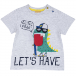 Футболка Chicco принт Let`s have, для мальчика — Серый, р.86