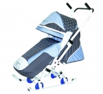 Санки-коляска RT СКОЛЬЗЯШКИ "Мозаика" — серый-голубой-белый