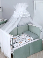 Комплект постельного белья Lepre Safari 6 предметов (125*65) — Белый/Мятный