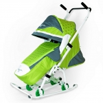 Санки-коляска RT СКОЛЬЗЯШКИ "Мозаика" — салатовый-серый-белый