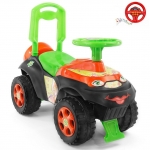 Каталка-толокар Автошка с музыкальным рулем — зелено-оранжевая Винкс