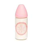 Бутылка Suavinex 0+ 240мл "Meaningful Life" с круглой с силиконовой соской (стекло) — роз.best