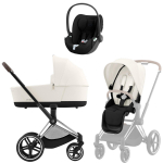 Коляска 3 в 1 Cybex Priam IV Chrome Brown и автокресло Cloud G i-Size Plus — Off White
