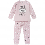 Пижама Chicco, принт All I need is relax, длинный рукав, для девочек — Розовый, р.128