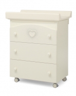 Пеленальный комод с ванночкой Erbesi Cuore (со стразами Swarovski) — Ivory (слоновая кость)