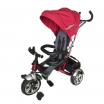 Велосипед детский трехколёсный Maxi Toys PitStop с Поворачивающимся Сиденьем и Тентом — Красный/Черный