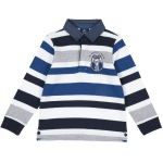 Лонгслив-поло Chicco, длинный рукав, полоска, для мальчиков, цвет синий — Синий, р.98