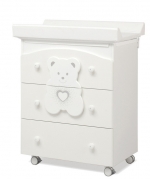 Пеленальный комод с ванночкой Erbesi Tiffany (со стразами Swarovski) — белый