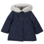 Куртка Chicco для девочек, с белым мехом, цвет тёмно-синий — Темно-синий, р.104