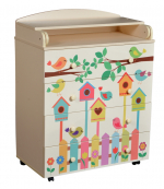 Пеленальный комод КЕДР Fantasia Birds — Слоновая кость