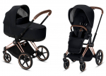 Коляска 2 в 1 Cybex Priam (шасси Rose Gold) — Premium Black