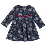 Платье Chicco, принт Цветочек, длинный рукав, цвет синий — Синий, р.74