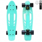 Скейтборд Y-SCOO Skateboard Fishbone с ручкой 22" — AQUA/black