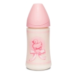 Бутылка Suavinex "TOY" от 0-6 мес. 270мл с силиконовой анатомической соской (3800171) — Бледно-розовый
