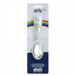 Ложка для кормления детская Кольчугинский мельхиор "Ангел" посеребренная с эмалью в блистере — Голубая