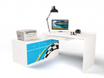 Стол модульный Г Тумба 400 ABC-KING LA-MAN (голубой) — правый