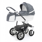 Коляска для новорожденных Esspero Grand Discovery (шасси Graphite White) — Nappa Blue Grey