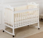 Детская кроватка Farfello Incanto Sofi с сердечком (колесо/качалка) — белый