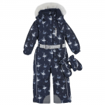 Комбинезон утепленный Chicco, Принт Лебеди, для девочек, цвет синий — Синий, р.122