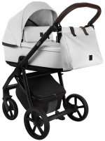 Коляска 2 в 1 Roan Esso Кожа — White/Black/руч.Тем.коричневый