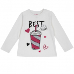 Лонгслив Chicco принт Стакан, для девочек, цвет светло-серый — Светло-серый, р.128